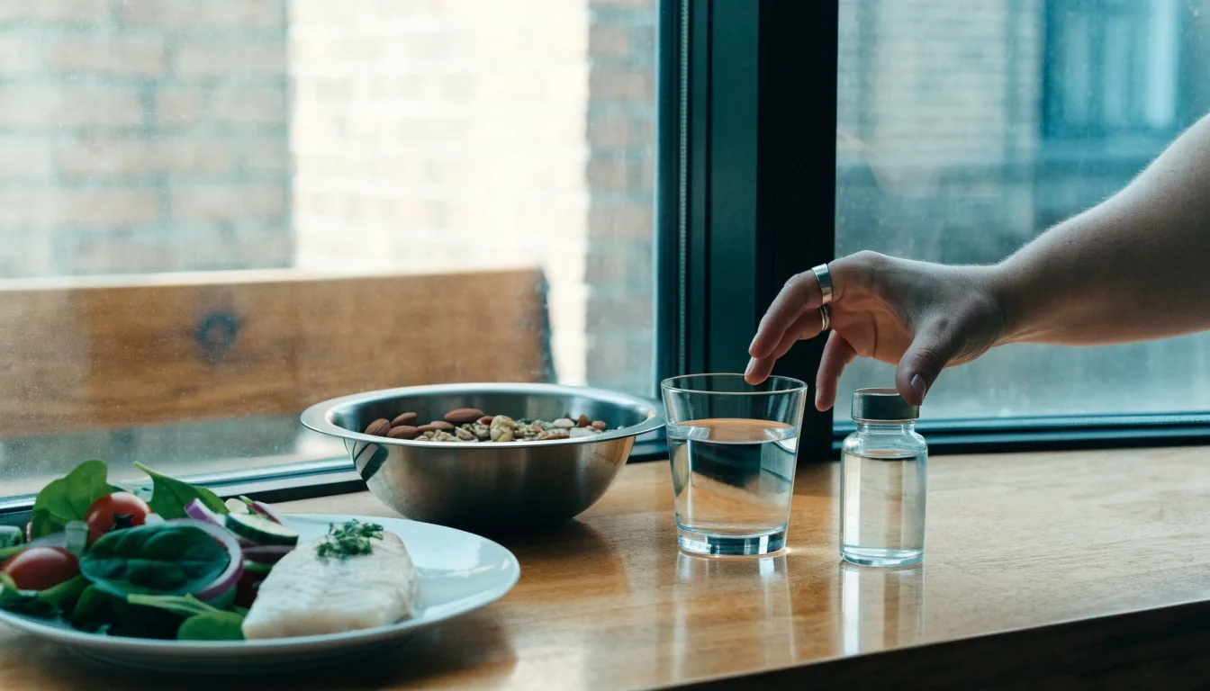 Mesa con alimentos frescos ricos en ácidos grasos omega-3 y micronutrientes esenciales
